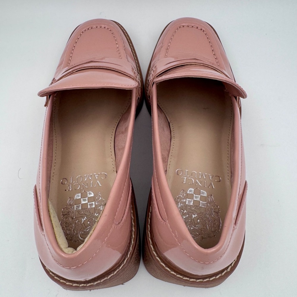 EUC Vince Camuto Women's Poise Pink‎ Patent Leather Penny Loafers - Size 5.5M - Picture 6 of 8